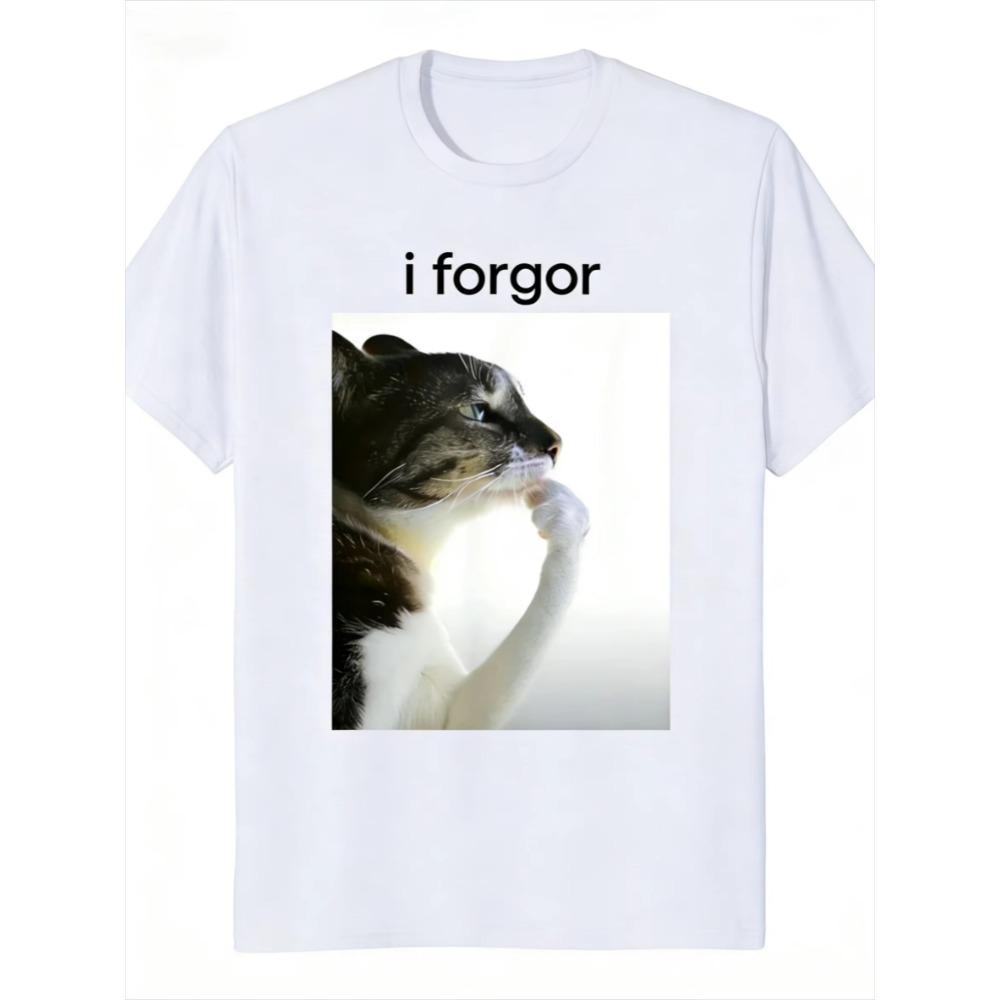 Funny I Forgor Funny Cat Meme T Shirt Women's Men Gif Tee Streetwear Casual Unisex Short Sleeve Tops Oversized