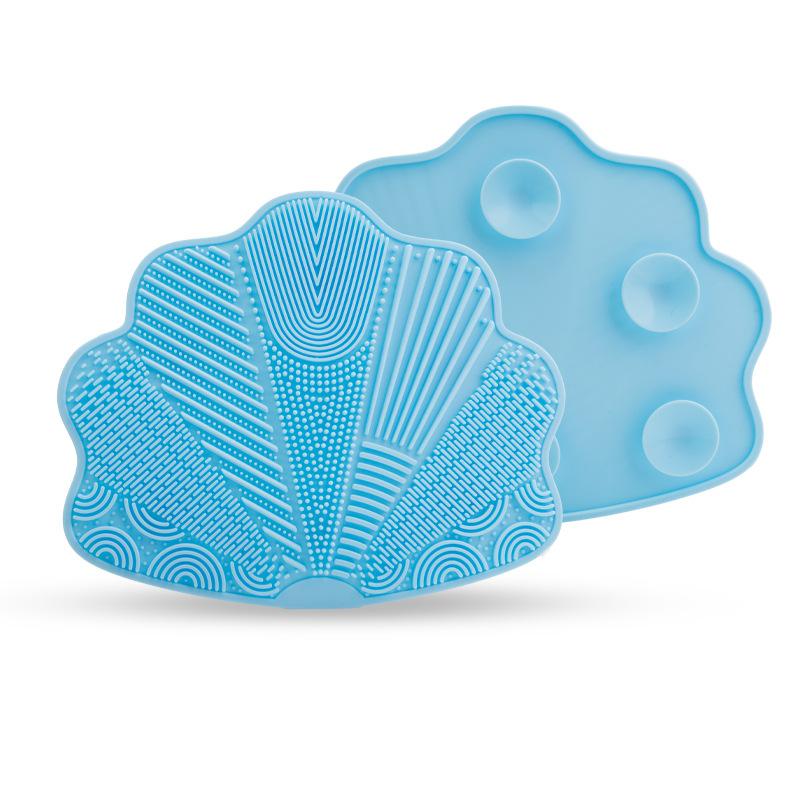 Scrubbing Pad Cosmetic Brush Cleaning Pad Silicone With Suction Cup Scallop Avocado Shape Cleaning Scrubbing Pad Beauty Supplies