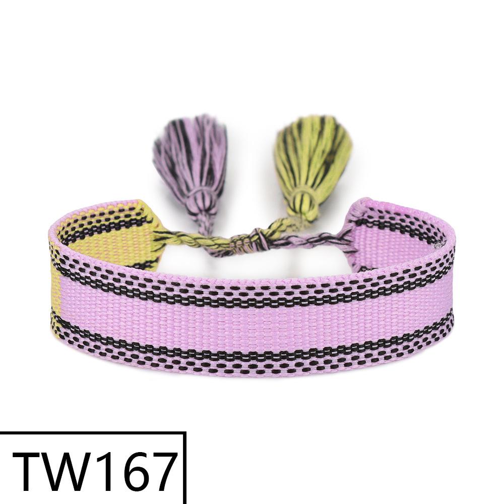 Handmade Bohemian Embroidered Logo Tassel Bracelet - Ethnic Style Friendship Band