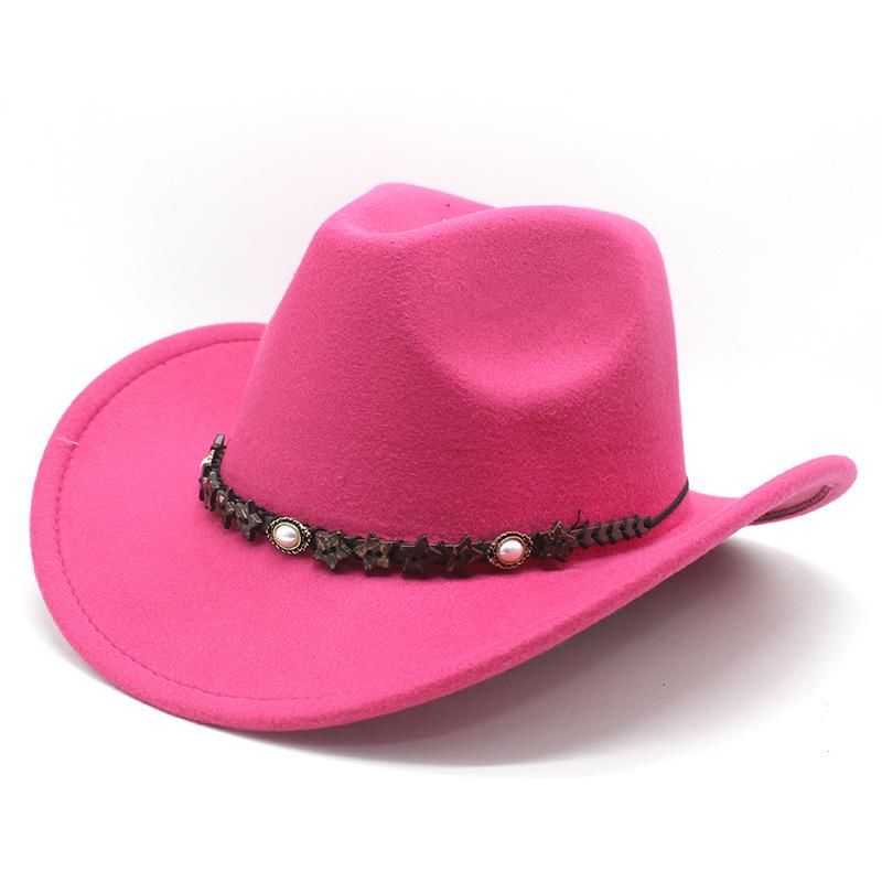 Ethnic Style Pearl Accessories Tibetan Western Cowboy Hat Top Hat Men'S And Women'S Felt Hat Jazz Hat