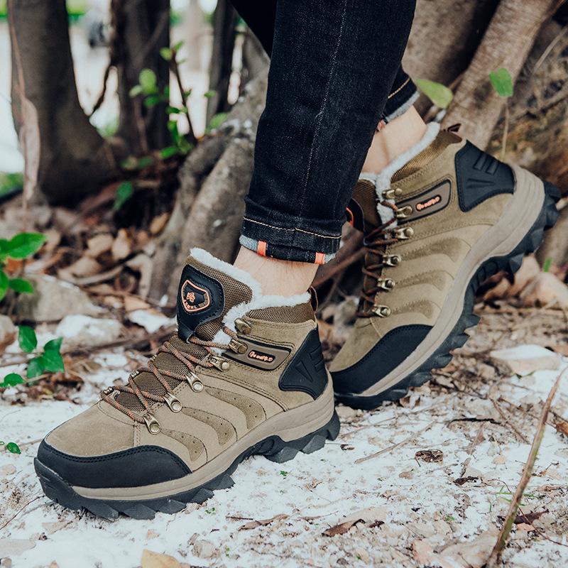 Plus Size Outdoor Leisure High-Top with Velvet Hiking Shoes Couple Fashion Outdoor Sports Travel Shoes Hiking Boots