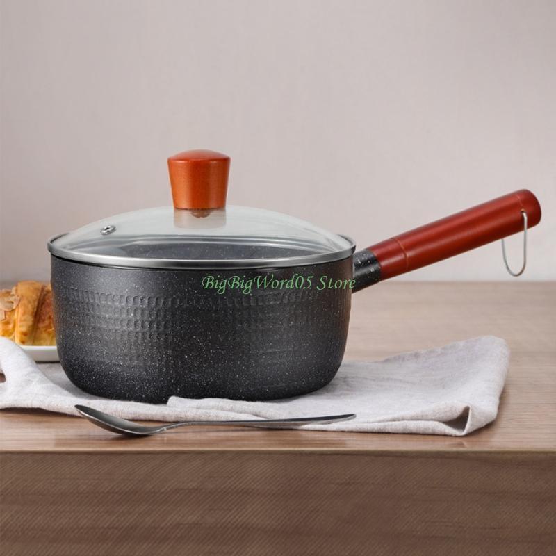 24TE Pan Fryer Pot Household Wooden Handle Snow Pans 2 Sizes To Choose