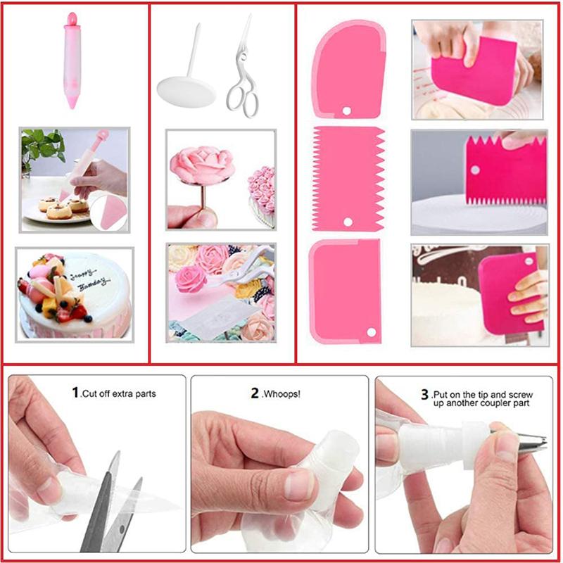 135pcs Cake Decorating Tools Spatula Kit Bakeware Pastry Tools Cake Design Accessories Piping Bag Dress Nozzles Set Icing Socket