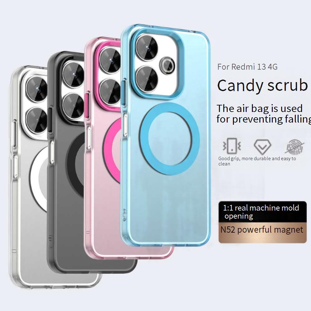 Magsafe Matte Phone Case For Xiaomi Redmi 13 5G 13 4G Note 13R Protective Case Magnetic Wireless Charging Shockproof Back Cover