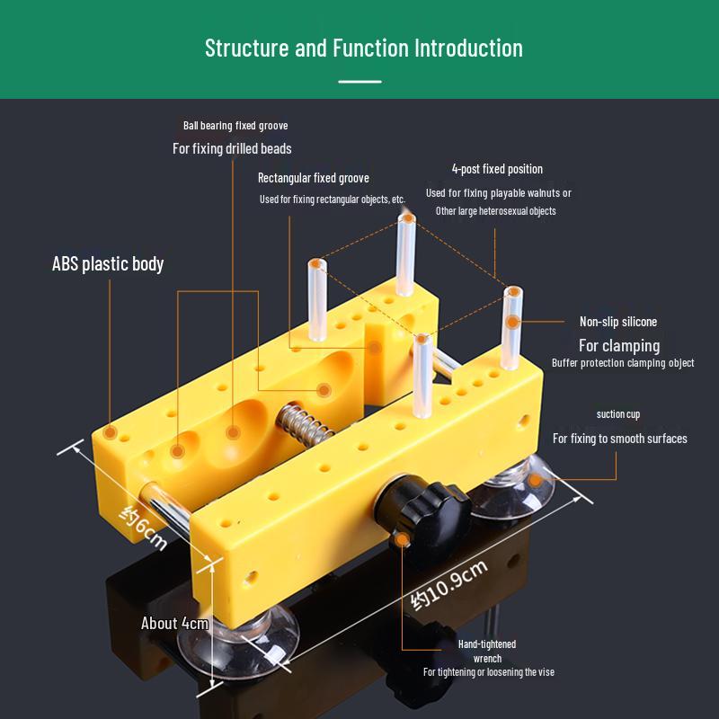 Wenwan Mini Table Vise with Walnut Base for Pearl Beads Drilling and Fixing