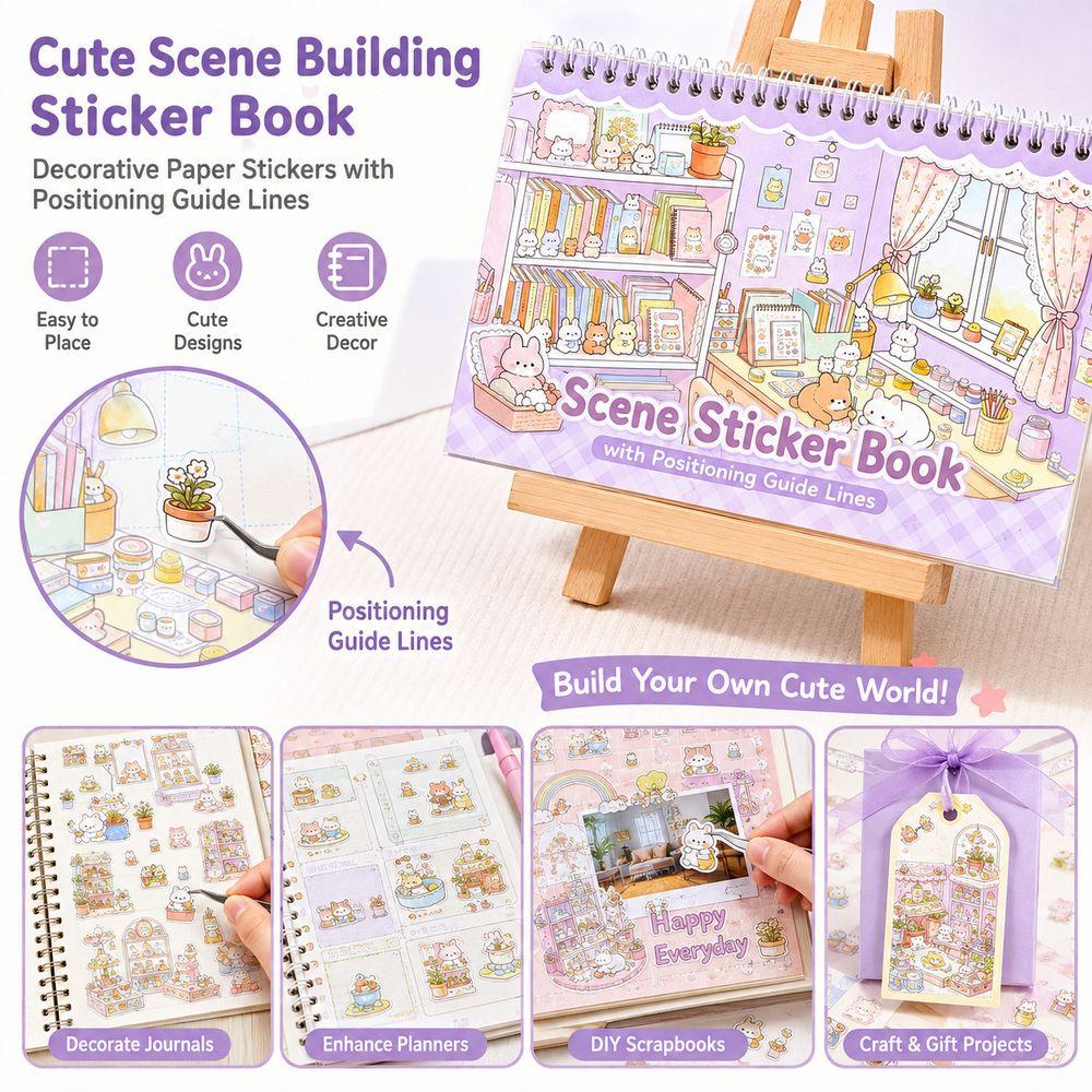 Cute Cartoon Style Scene Building Sticker Book Scrapbook Stickers  Scrapbook Decorating