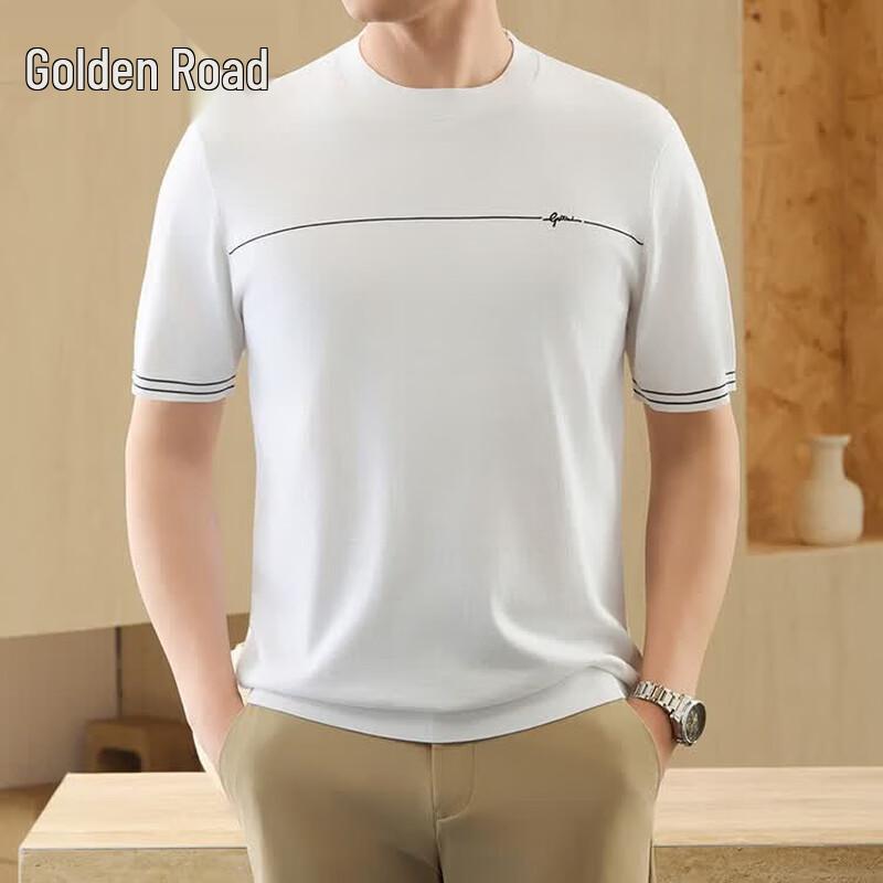 Men s Luxury Silk-Linen Blend Knit T-Shirt 2XL/54