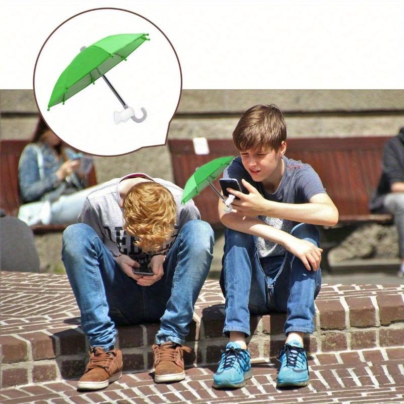 1pc Mini Umbrella For Smartphones With Universal Pig-Shaped Suction Cup Holder, Outdoor Anti-Glare Sun Shade, Made Of Polyester Fiber Material