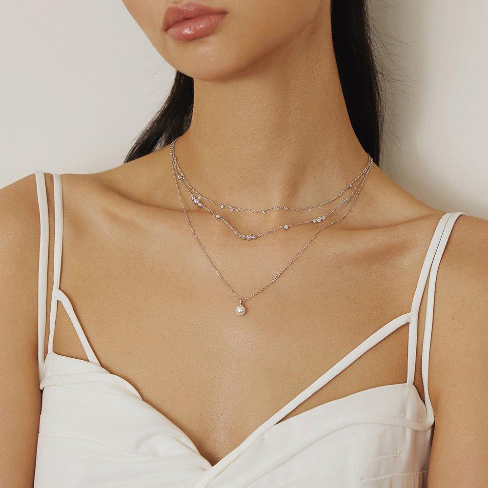 Mini Disc Drop Stacking 925 Silver Necklace N063-02H