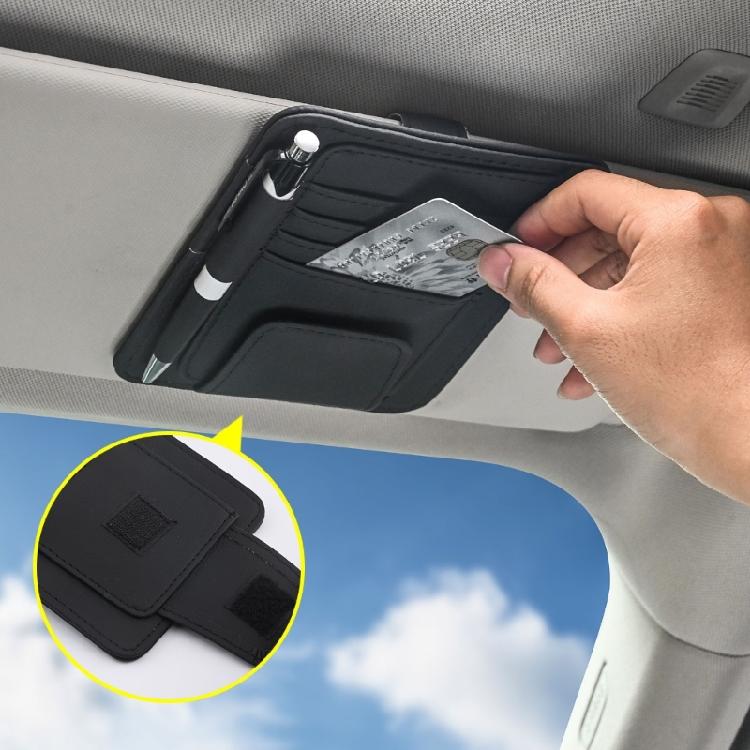 Car Sun Visors Organizer Multi-Pocket Business Card Storage Management Sunglasses Holder Visors Organizers