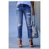 New Washed Ripped Fringed Women's Jeans Slim-fitting Elastic Pants