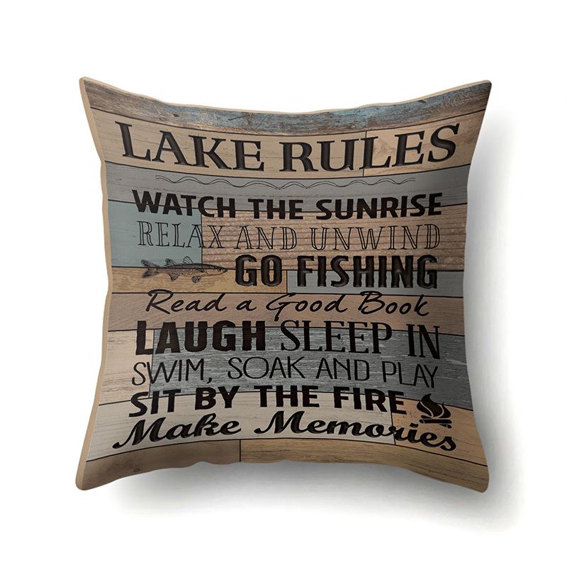 Polyester Pillowcase, Automotive Retro Wood Grain Printing Pillowcase, Waist Cushion Cover, English Cushion, Bedside Cushion Cover