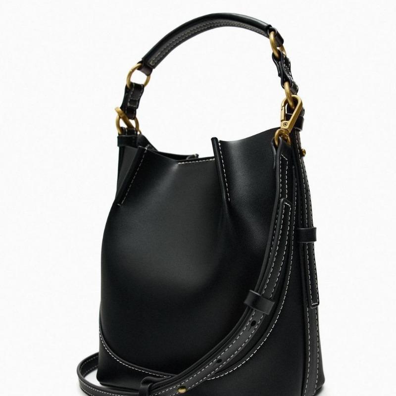 Fashion new women's bag brown bundle mouth portable messenger broadband bundle mouth bucket bag