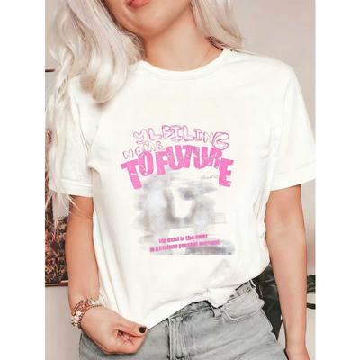 Oversized T Shirt Black Yliling To Future Graphic Print With Pink Text And Abstract Design For Casual Wear And Street Style