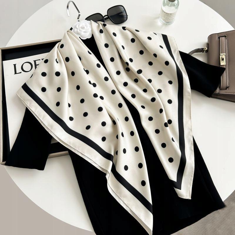 Scarf with print, women' synthetic silk, gift scarf, 70x70