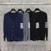 TIME BREATHE Men's V-Neck 5-Button Lightweight Wool Cardigan - Spring/Autumn