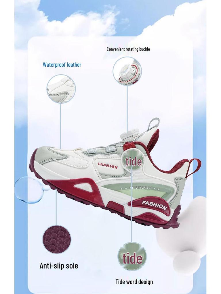 Jungen Sportschuhe 2025 Herbst/Winter Leder Wasserdicht – Rutschfeste Weiche Sohle Laufschuhe Papa Schuhe