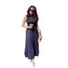 European and American Women's Clothing Summer New Fashion Temperament Slim and Thin Pleated Design Big Pendulum Dress