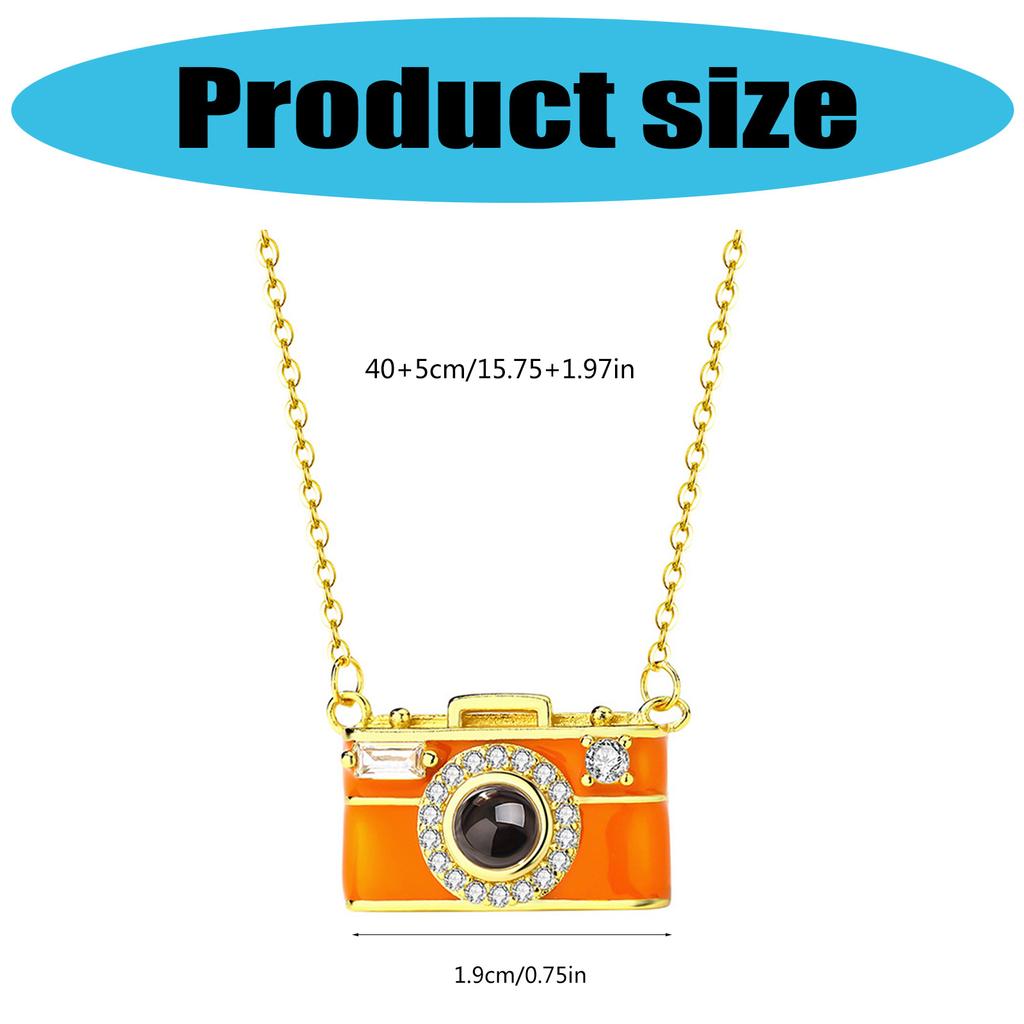 Kamera-Halskette mit 100-Sprachen-Projektion, mehrsprachige Schlüsselbeinkette, eleganter Kupferschmuck für Kulturbegeisterte