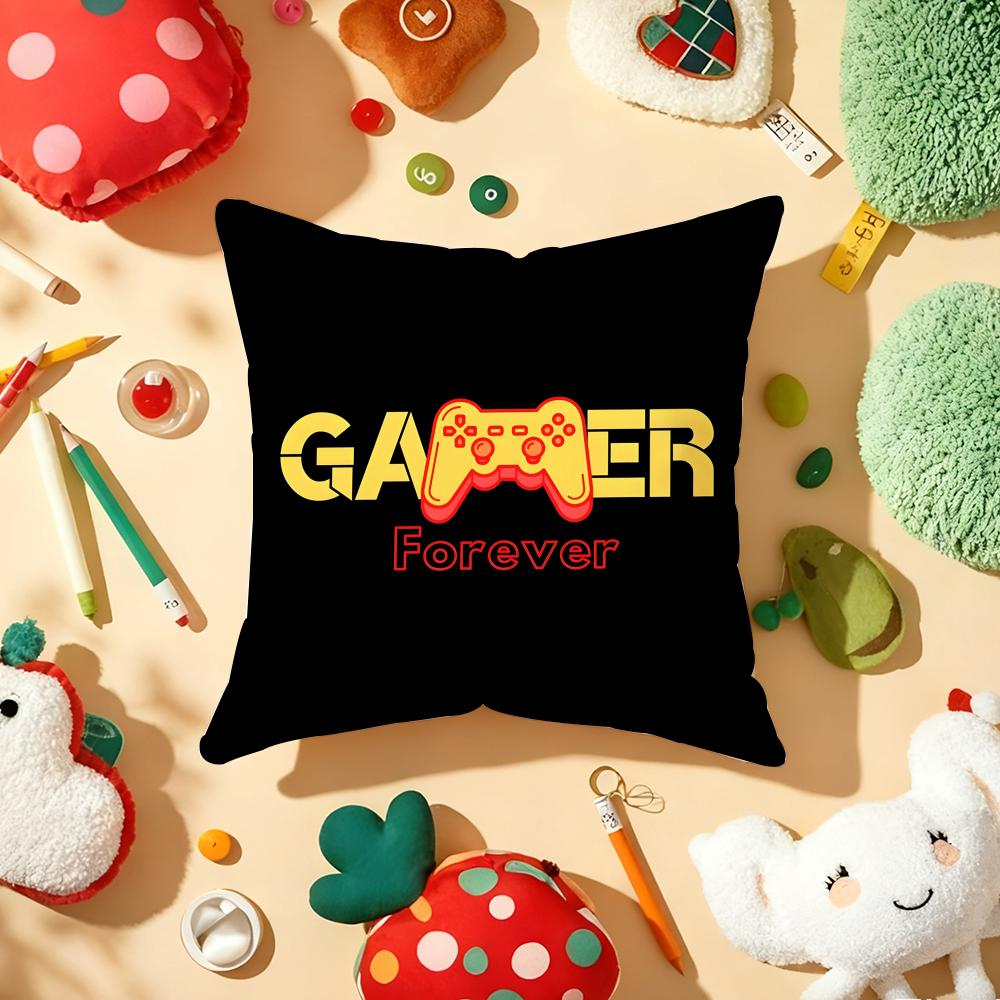 Gamer Forever Funny Best Pillow Case Plush Fabric Soft Double-Sided Printed Sofa Warm Winter Home Gift Cushion Cover