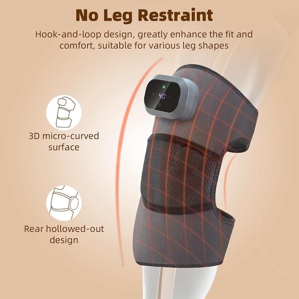 Foreverlily Heated Knee Massager Eletric Vibration Leg Joint Shoulder Elbow Support Warming Massage Device with Adjustable Strap