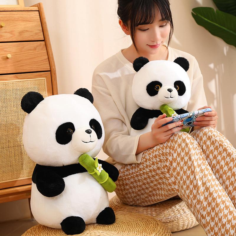 25/35/45cm Wunderschöne Panda Plüschtiere Niedliche Bambus Panda Bären mit Bambus Plüschpuppe Stofftier Spielzeug für Kinder Bestes Geschenk