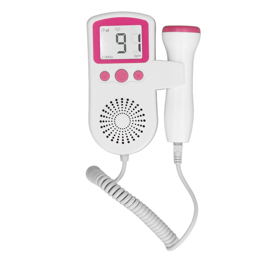 3.0MHz Fetal Heartbeat Monitor High Sensitivity LCD Fetal Sound Heartbeat Detector Pink