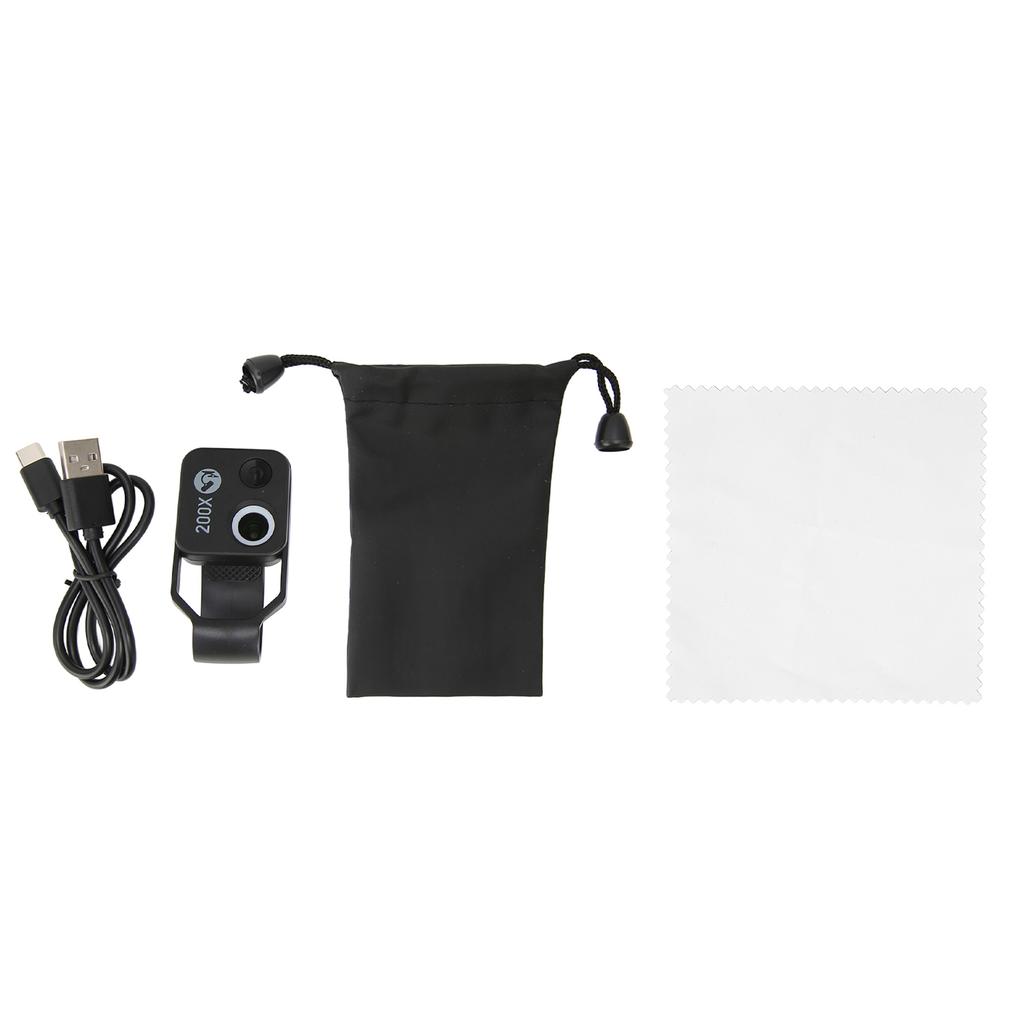 200X Phone Mini Pocket Microscope with CPL Lens Universal Phone Microscope Clip for IPhone for AndriodBlack