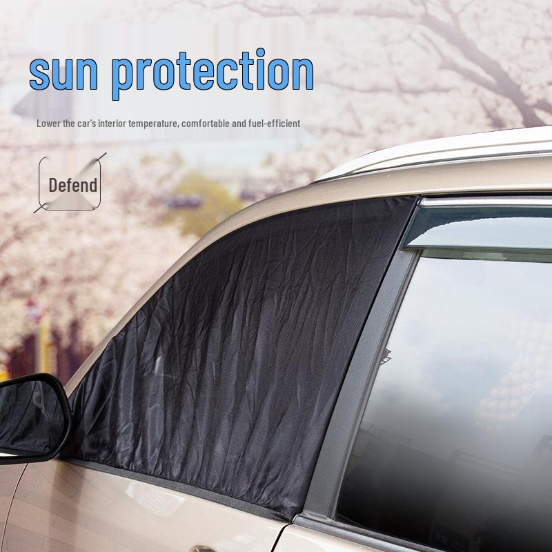 Black Mesh Car Sunshade Window Protector - Heat Insulation and UV Shield Curtain