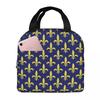 Gold Blue Fleur De Lis Royal Lily Insulated Lunch Bag for Women Kids Leakproof Food Boxes Thermal Lunch Box Tote