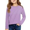 Girls' Long Sleeve Tee - Pleated Round Neck Casual Top