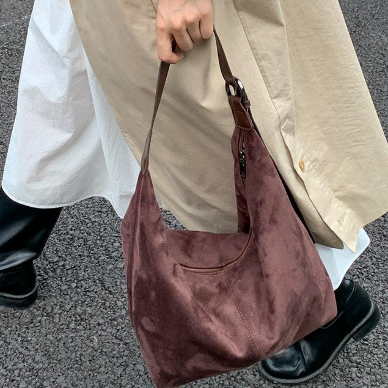 Cross Border New Large Capacity Suede Tote Bag Casual and Versatile Single Shoulder Bag Trendy Underarm Bag