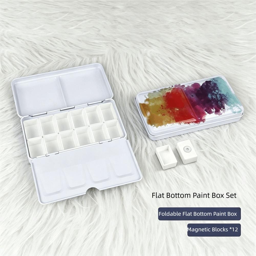 Metal Construction Watercolor Paint Box Small Size Folding Paint Box For Gouache Painting