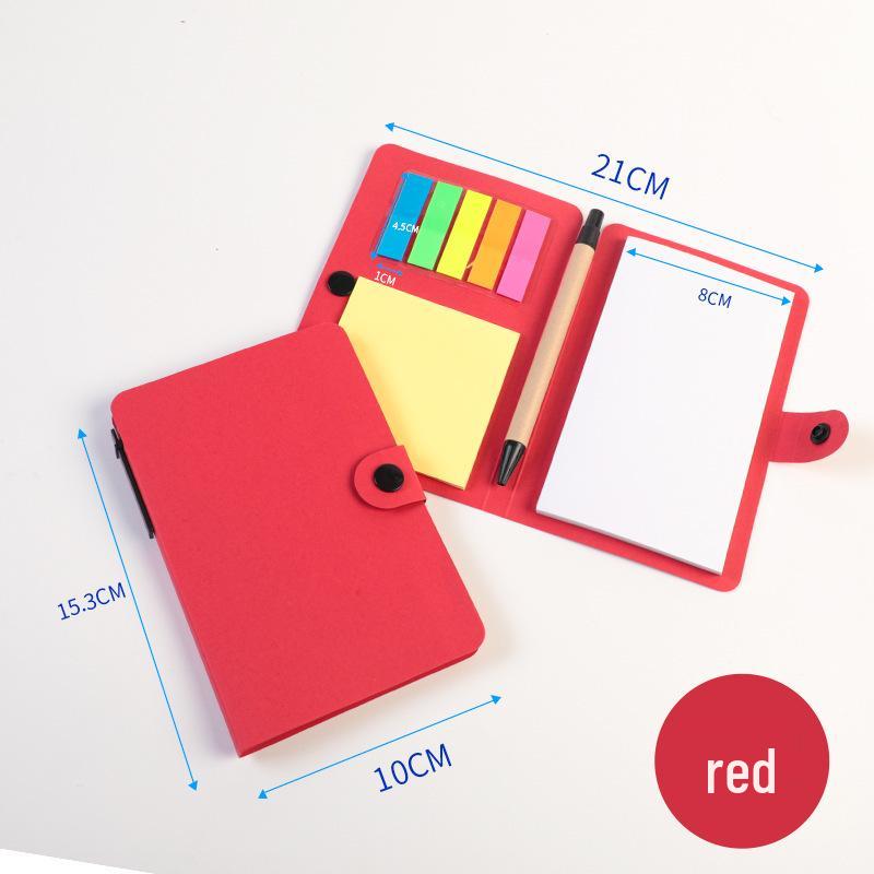 Button-Style Kraft Paper Sticky Note Pad with Pen Holder and Logo Print