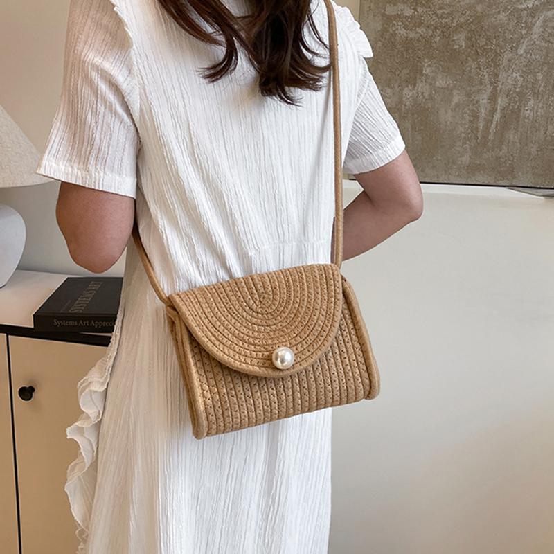 Beach Wowen Shoulder Bag Summer Crossbody Wallet Flap Crossbody Bag for Women