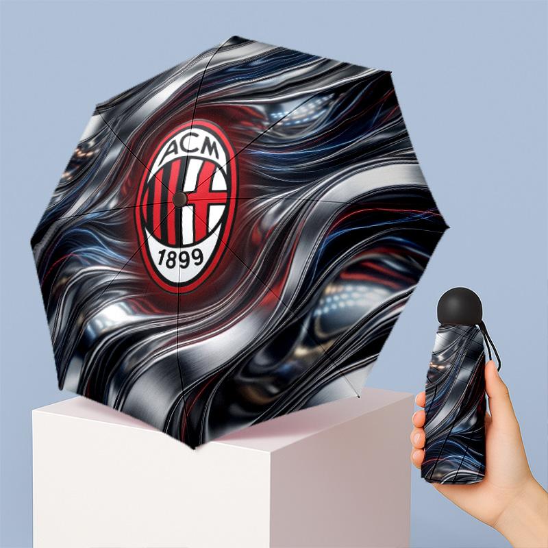 AC Milan Pattern Printed Mini 5 Folds 8 Ribs Compact Umbrella Windproof Waterproof Lightweight Portable Folding