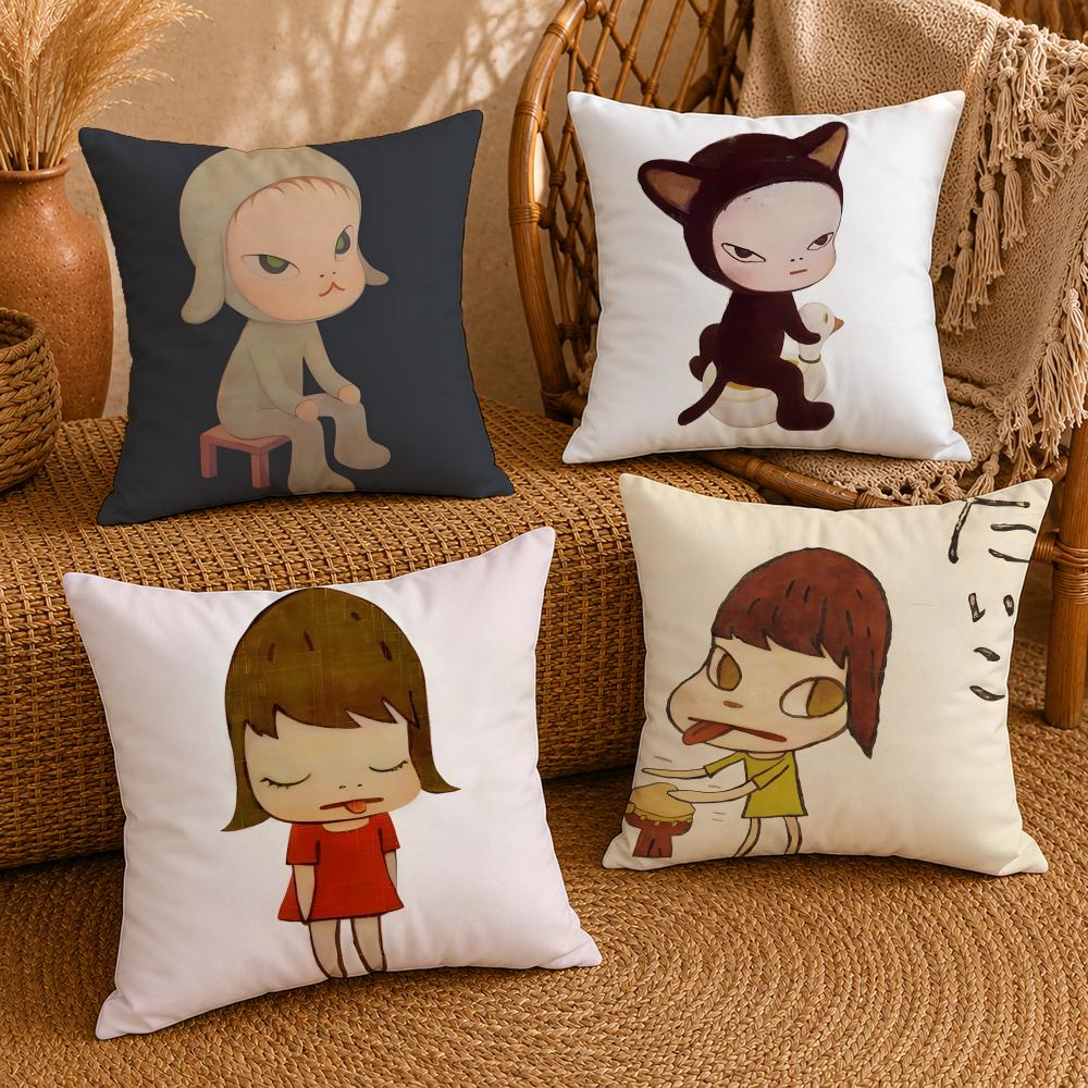 Whimsical YYoshitomo NaraS Cushion Cover Ultra Soft Pillowcase CloudLike Comfort Fabric with Concealed Zipper