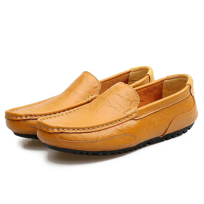 2026 Black Men Shoes Casual Genuine Leather Mens Loafers Moccasins Luxury Brand Italian Breathable Slip On Boat Shoes Zapatos
