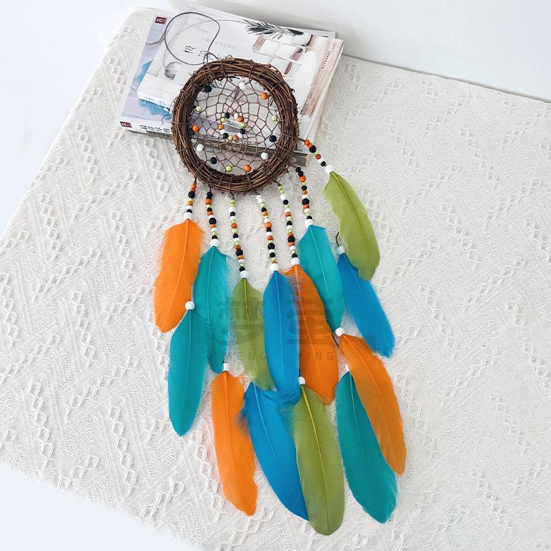 Indian color rattan dreamcatcher ornament DIY hand-woven pastoral retro color pendant