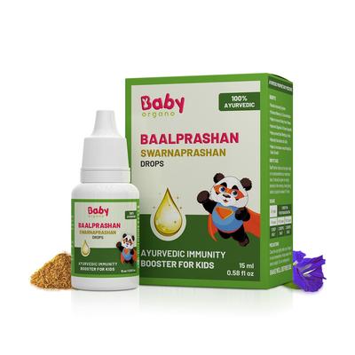 Babyorgano Swarnaprashan for Kids - Enriched with 24CT Gold Immunity Booster Drops Healthy Growth - 15ml, Age 0-15 Years (Pack of 1)