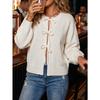 Women S Solid Color Knit Cardigan With Tie Closure Casual Outerwear