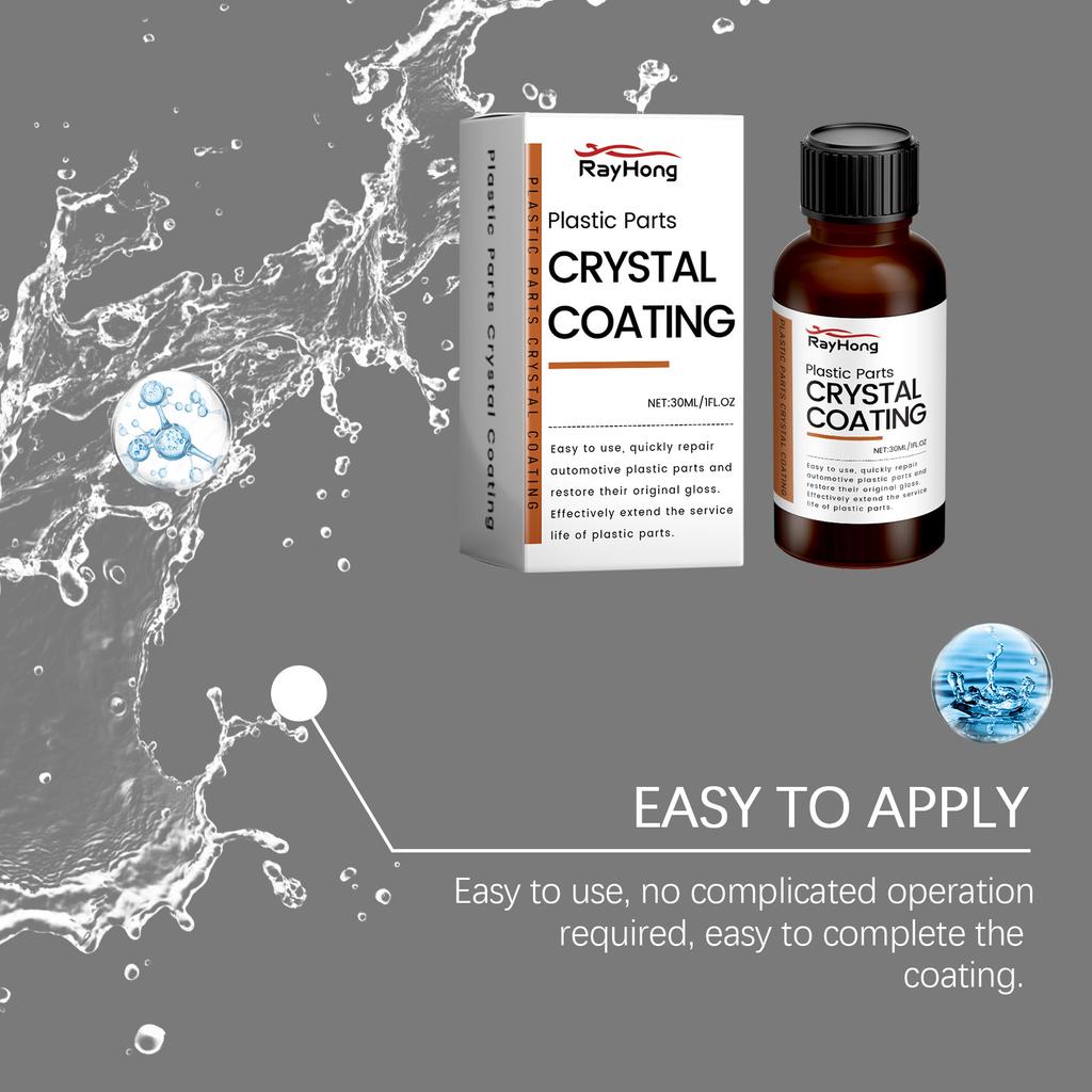 30ml Plastics Parts Crystal Coating Plastics Trim Restorer For Cars Maintenance Agent Car Plastics Restorer Sponge Waterproof