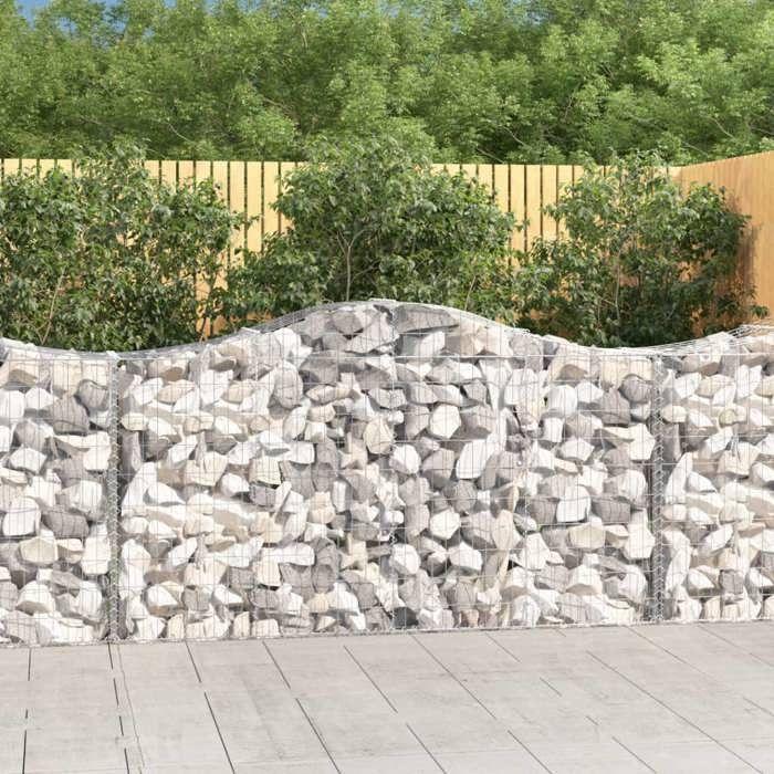 VidaXL Paniers à gabions arqués 30 pcs 200x50x100/120 cm fer galvanisé, gabion, cage de gabion, panier de mur de gabion, mur 3145657