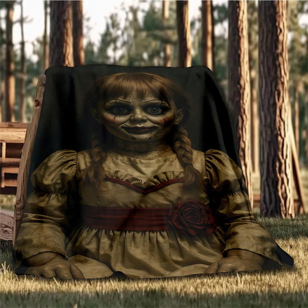 1 pezzo Bambola Annabelle, Coperta in Flanella da Esterno Horror Regalo per Ragazzi Ragazze Adulti, Famiglia Amici