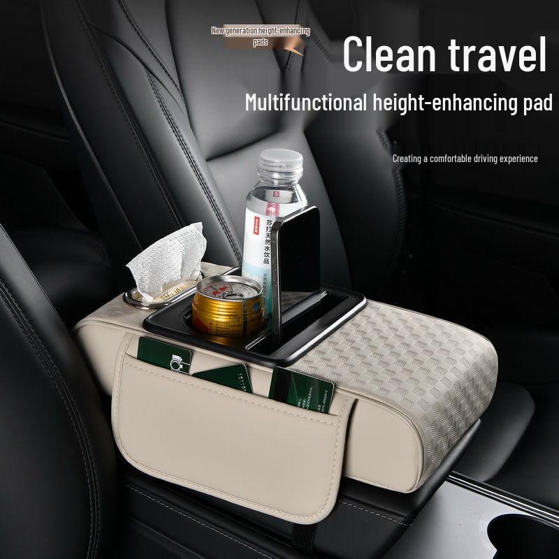 Universal Car Armrest Pad with Storage and Tissue Box