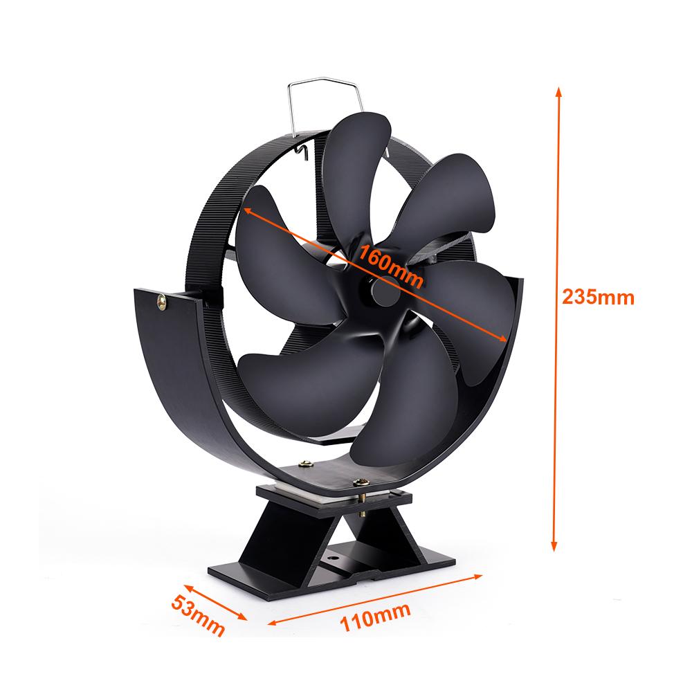 6 Blades Fireplace Fan 360° Rotating Heat Powered Fan Quiet Efficient Heat Distribution for Wood Log Burner Winter Warmer