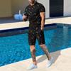 Plus Size Men's Summer Suit Round Neck Short Sleeved Shorts 3D Printed Loose Men's Casual Sports Set