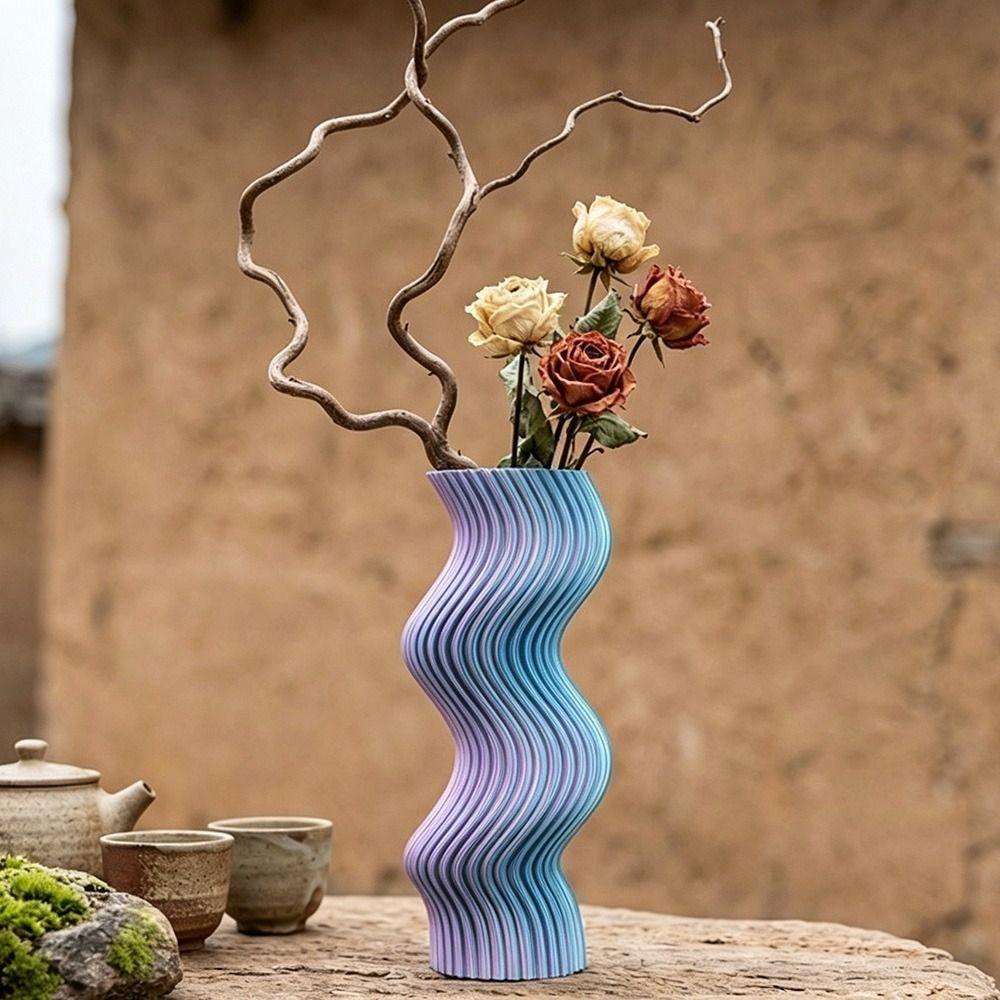 Twisted Design Modern Twisted Flower Bottle Gradient Color Plant Pot Home Desktop Decorations