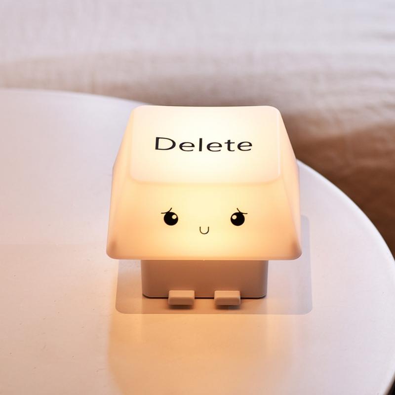 Multifunctional USB Charged Deletes Keycap Night Light Builts In Smartphone Stand 1200mAh Battery Adjustable Illumination