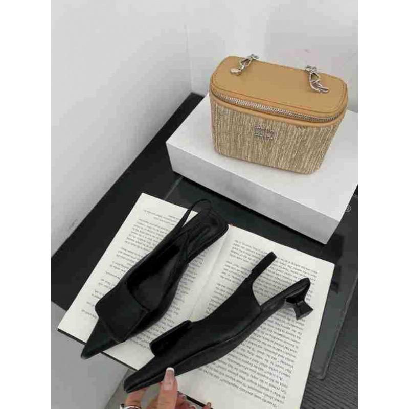 Design sense French temperament not tired feet high heels women's 2025 new thin heel pointed head bag head sandals empty shoes